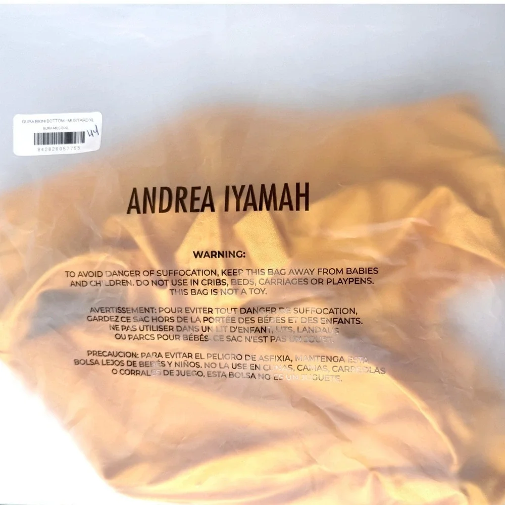 Andrea Iyamah Gura Bikini Set Mustard Yellow XL High Waist Underwire Halter